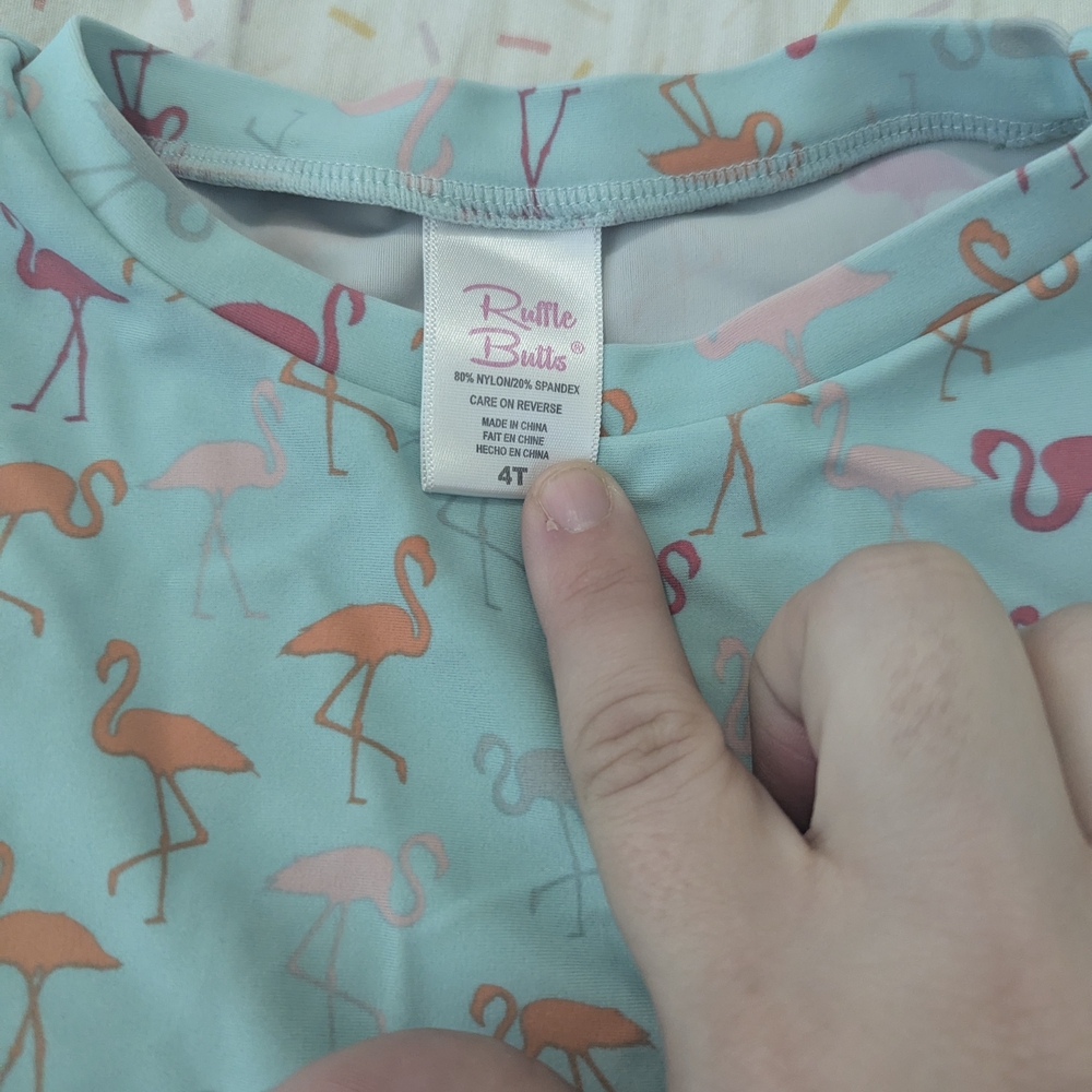 Ruffle Butts Flamingo Rash Guard - Picture 2 of 2